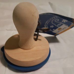 Merry Christmas Santa Silicone Cookie Stamp Gnome by Birkmann - Blue